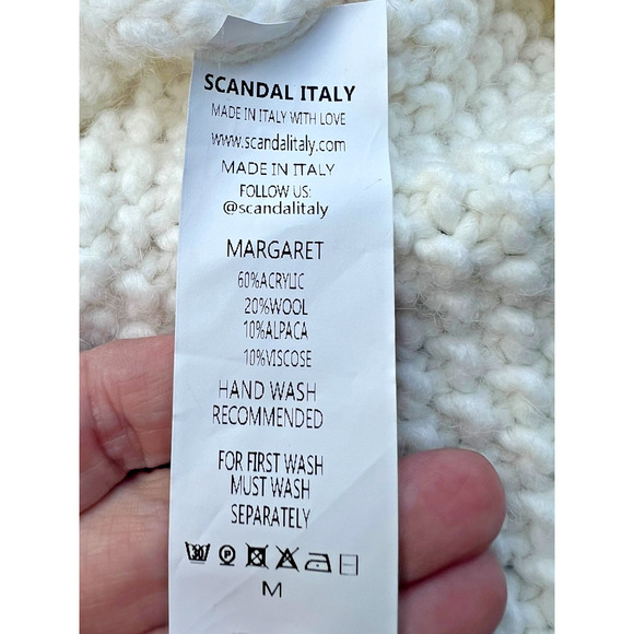 Scandal Italy Women's M Chunky Cardigan Margaret White Size Medium NEW With Tag - Picture 3 of 10
